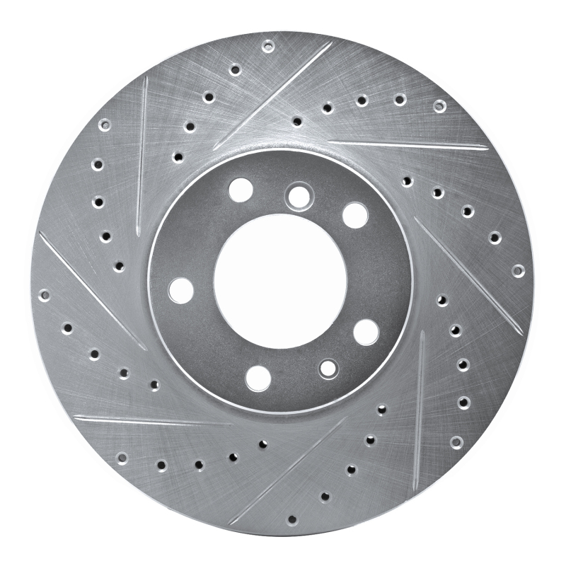BMW 850CI Brake Rotor (1) - Front Left - R1 Concepts - Drilled & Slotted - Silver - `91-`01
